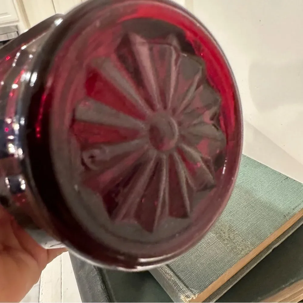 Vintage Wheaton Depression glass ruby red 9” bud vase heavy tapered mid century